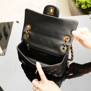 2015 Chanel Badge Bag Original Leather A92673 Black