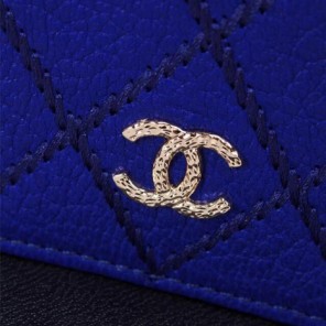 2015 Chanel Bi-Fold Wallet in Original Leather A9555 Blue