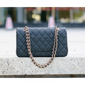 2015 Chanel Classic Flap Bag Caviar Leather 1113 Black with Gold