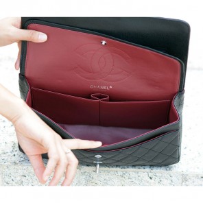 2015 Chanel Classic Flap Bag Caviar Leather 1113 Black with Silver