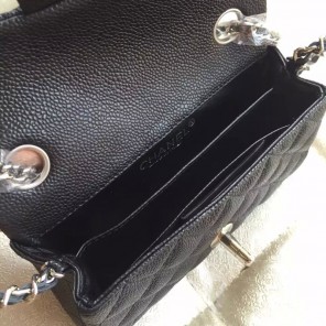 2015 Chanel Classic Flap Bag Original Caviar Leather A6035 Black with Silver