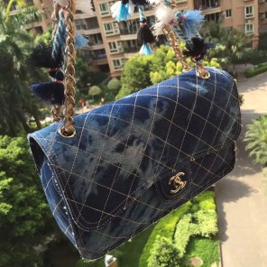 2015 Chanel Classic Flap Bag Original Denim A99366 Royal