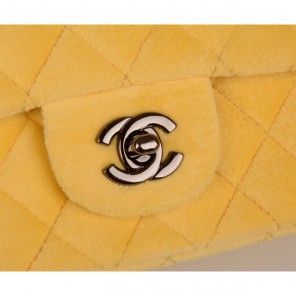 2015 Chanel Classic mini Flap Bag Black Villus 1117 Yellow
