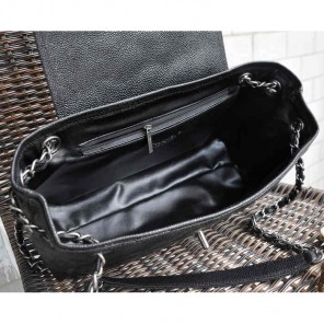 2015 Chanel Large Caviar Leather Messenger Bag A30456 Black