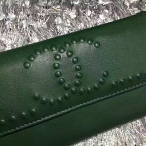 2015 Chanel Matelasse Bi-Fold Wallet Calfskin Leather A66608 ArmyGreen