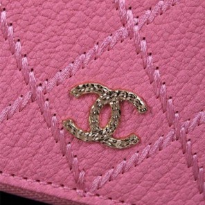 2015 Chanel Matelasse Zip Around Wallet Original leather A9559 Pink