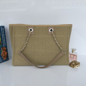 2015 Chanel Medium Canvas Tote Shopper Bag A68045 Apricot