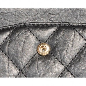 2015 Chanel Original Glazed Crackled Leather Classic Flap Bag A30227 Black