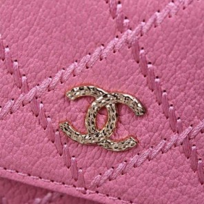 2015 Chanel Original Leather Bi-Fold Wallet A9556 Pink