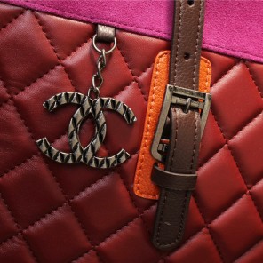 2015 Chanel Shopper Bag Sheepskin Leather A68031 Red