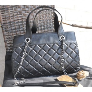 2015 Chanel Shopper Tote Bags Sheepskin Leather A68016 Black