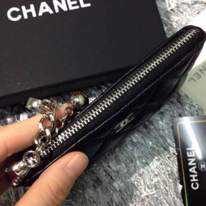 2015 Chanel coin purse Sheepskin Leather A50168 Black