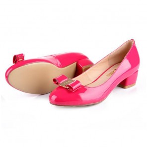 2015 Ferragamo patent leather bow shoes