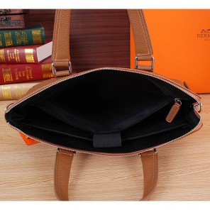 2015 Hermes Briefcase Grainy Calf Leather H8013 Wheat