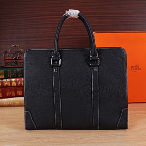 2015 Hermes Briefcase Grainy Leather H8017 Black