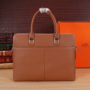 2015 Hermes Briefcase Grainy Leather H8043 Wheat