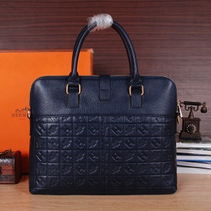 2015 Hermes Briefcase Original Calf Leather H6633 Blue