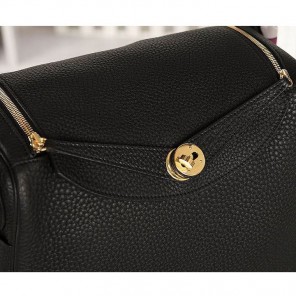 2015 Hermes Lindy 30CM Original Leather Shoulder Bag H1057 Black in Gold