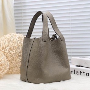 2015 Hermes Picotin Lock MM Bag in Clemence Leather H8616 Drak Grey