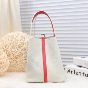 2015 Hermes Picotin Lock MM Bag in Clemence Leather H8616 White&Orange