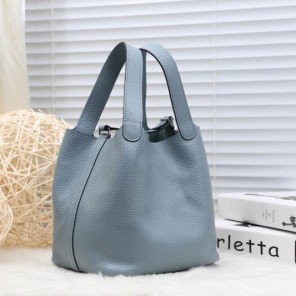 2015 Hermes Picotin Lock MM Bag in Clemence Leather H8616 light Grey