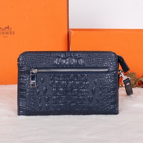 2015 Hermes crocodile Leather Clutch H319 Dark Blue