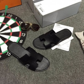 2015 Hermes men slippers shoes in soft leather