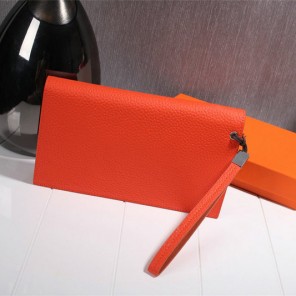 2015 Hermes wallet Grainy Leather H8056 Orange