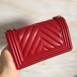 2015 LE Boy Chanel Flap Shoulder Bag Original Leather A67063 Red