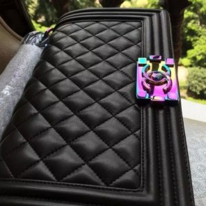 2015 LE Boy Chanel Flap Shoulder Bag Original Leather A67086 Black