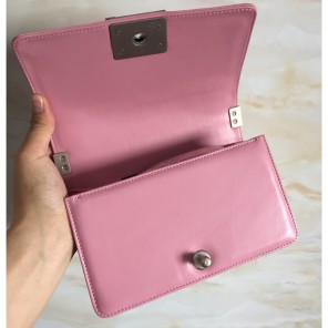 2015 LE Boy Chanel Flap Shoulder Bag Original Sheepskin Leather A67063 Pink
