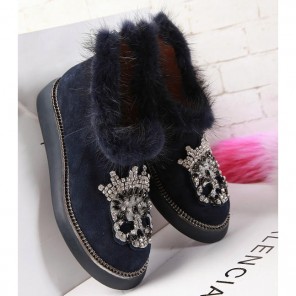 2015 Mcqueen women Plush diamond flower boots