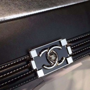2016 Boy Chanel Flap Shoulder Bag Original lambskin leather A67086 Black&Silver