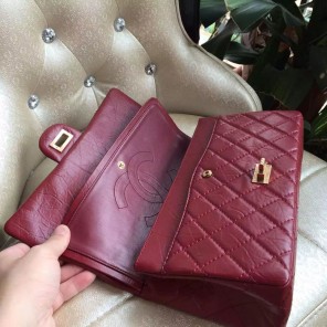 2016 Chanel A30226 Burgundy Original Glazed Crackled Leather Flap Bag Gold