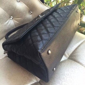 2016 Chanel Black Original Leather grained flap bag A92991