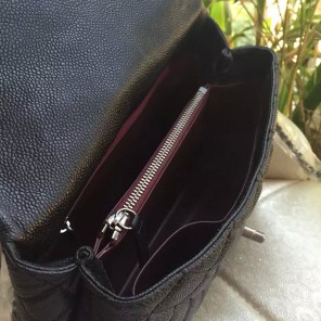 2016 Chanel Black Original Leather grained flap bag A92993