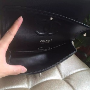 2016 Chanel CF Original Leather Classic Flap Bag 1112 Black Silver