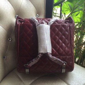 2016 Chanel Claret Original Leather Backpack Embellished With a cc Signature