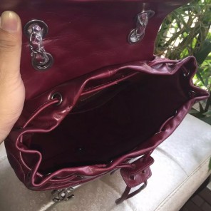2016 Chanel Claret Original Leather Backpack Embellished With a cc Signature
