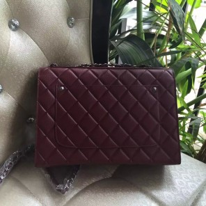 2016 Chanel Clasp Flap Bag in Original Calfskin leather Claret A90905