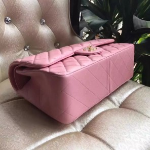 2016 Chanel Classic Flap Bag 1113 Pink Original Sheekskin leather Gold Hardware
