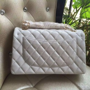 2016 Chanel Classic Flap Bag 1113 White Original Sheekskin leather Gold Hardware