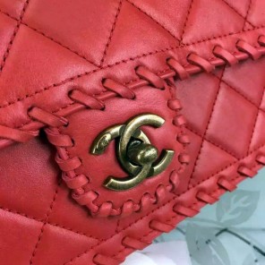 2016 Chanel Classic Flap Bag Original Calf Leather A92801 Red