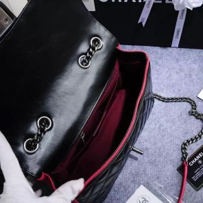 2016 Chanel Classic Flap Bag Original Calfskin Leather A92760 Black&Red