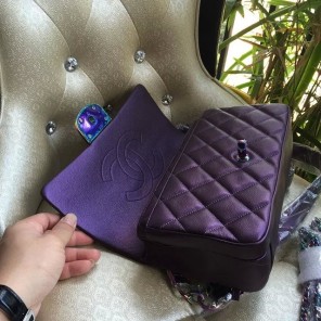 2016 Chanel Classic Flap Bag Purple Original leather A1025
