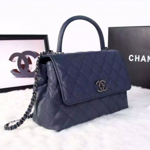 2016 Chanel Classic Top Handle Bag Original Caviar Leather A1871 Royalblue