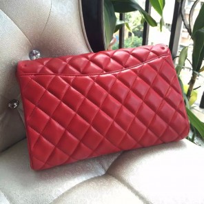 2016 Chanel Clutch Original Sheepskin Leather A26001 Red