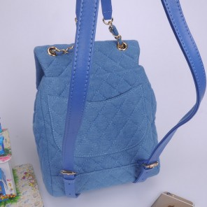 2016 Chanel Denim Fabric Backpack A91121 Light Blue