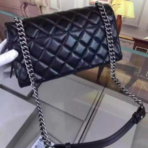 2016 Chanel Flap Shoulder Bag Black Original leather A93017 Silver