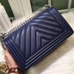2016 Chanel LE Boy Flap Shoulder Bag Original sheepskin Leather A67086 Royalblue
